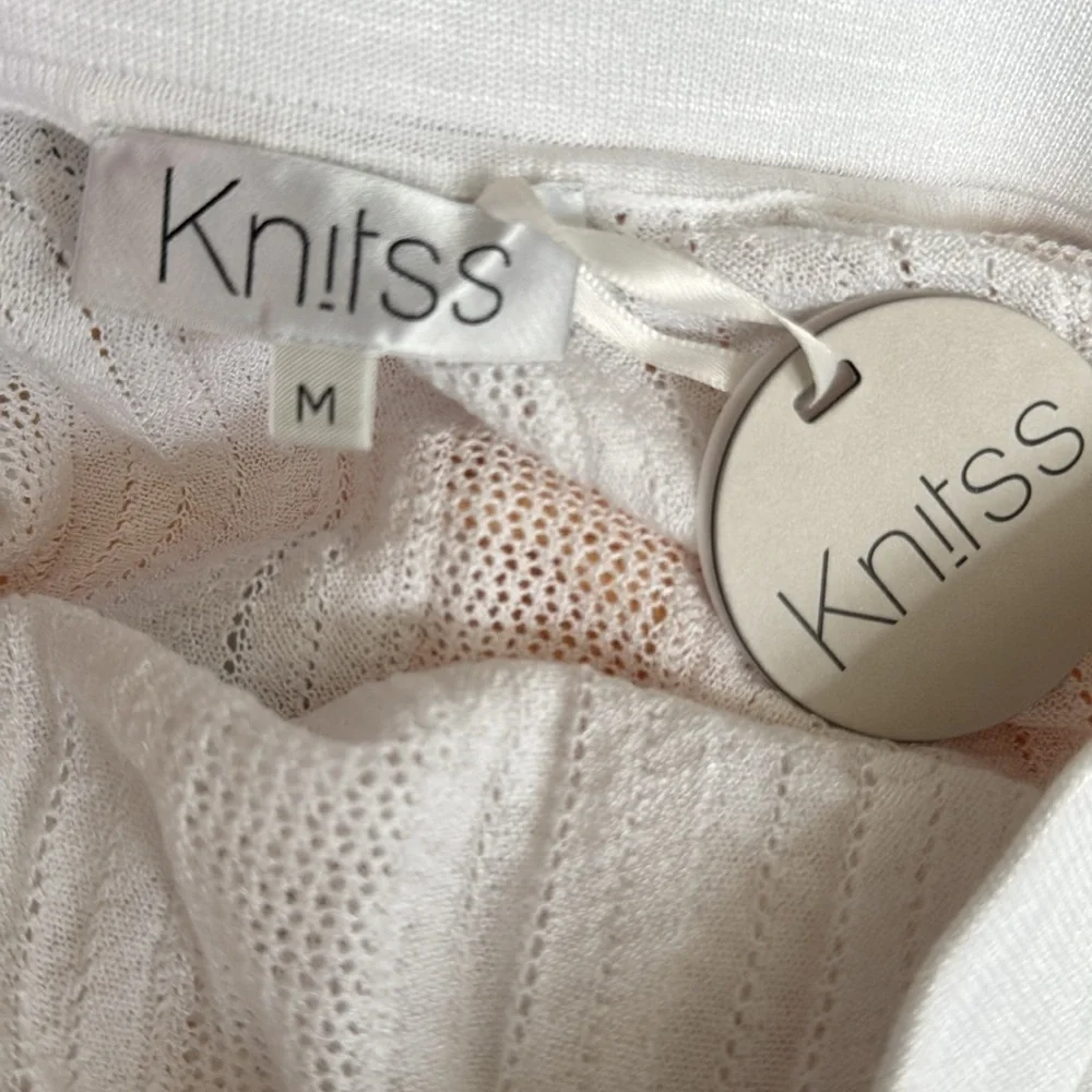 NWT Knitss Jay SLIT DETAILED WHITE POINTELLE KNIT SKIRT SIZE M